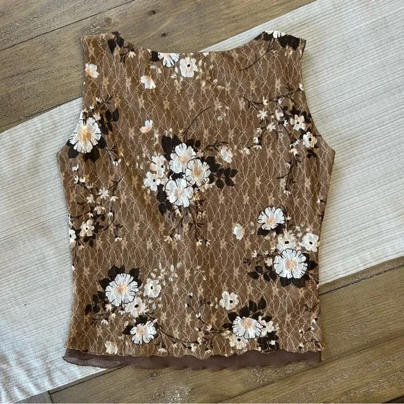 Y2K Floral Lace Tank | Made in Italy | Fits S–M - Picture 6 of 8
